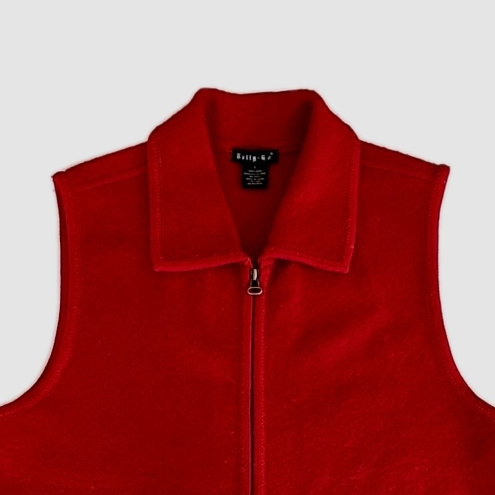 VTG Tally Ho Womens Vest L Red Boiled Wool Sweater Old Money Capsule Ski Winte - Picture 2 of 7